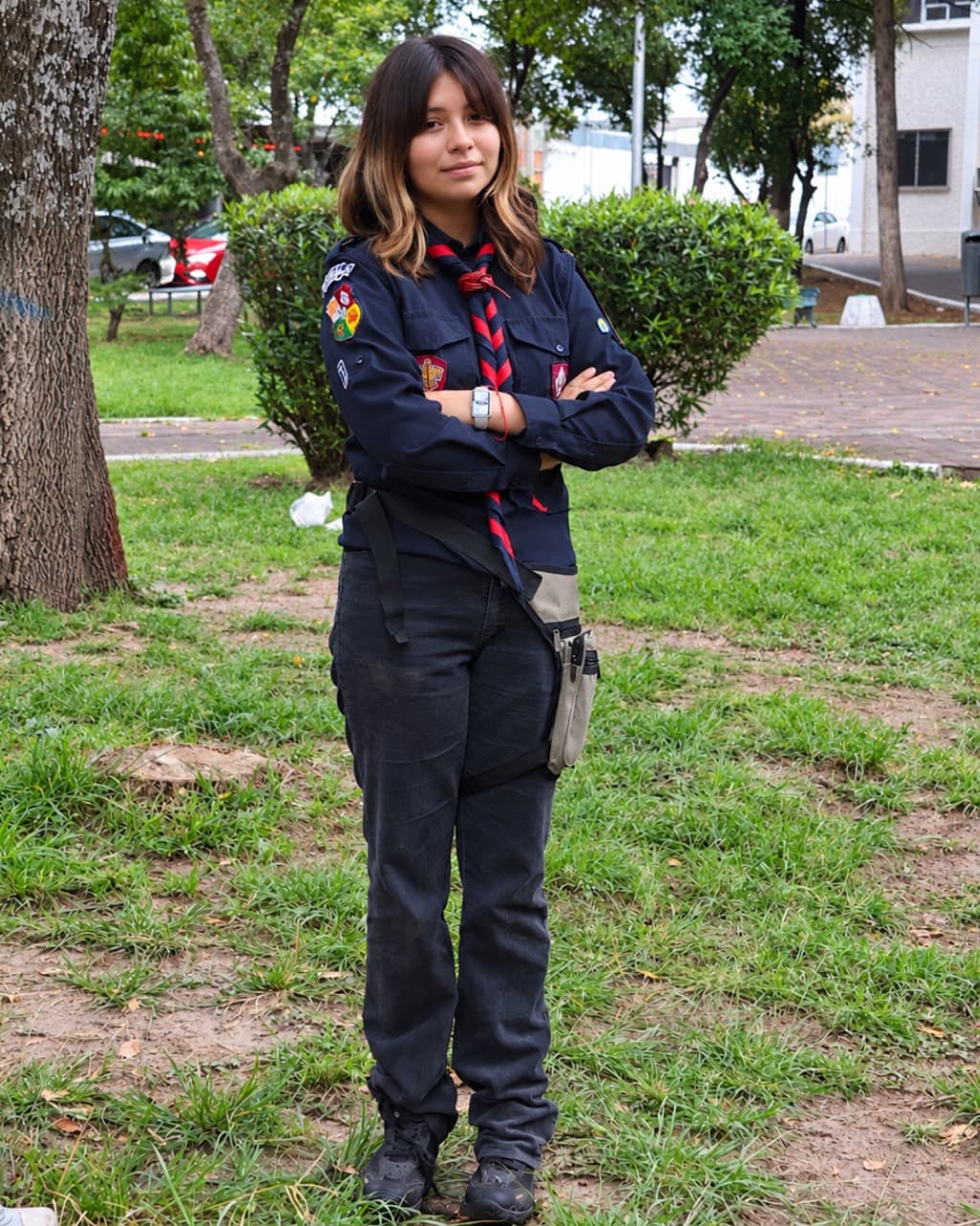 Integrante de la Tropa del CDE México con el uniforme completo